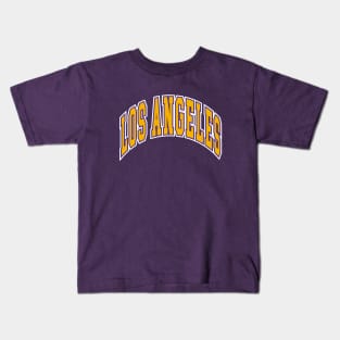 Los Angeles - Block Arch - Purple Gold/White Kids T-Shirt